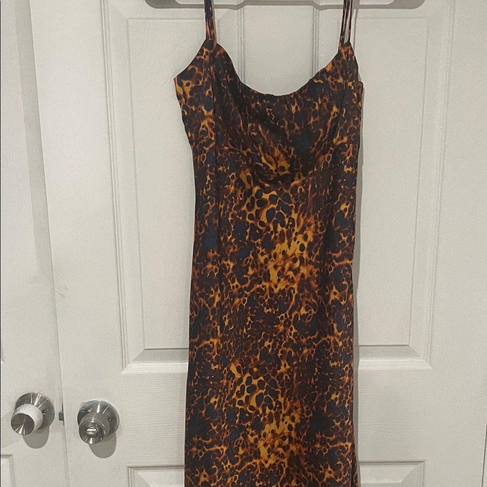 Wayf Brown and Black Animal Print Mini Dress